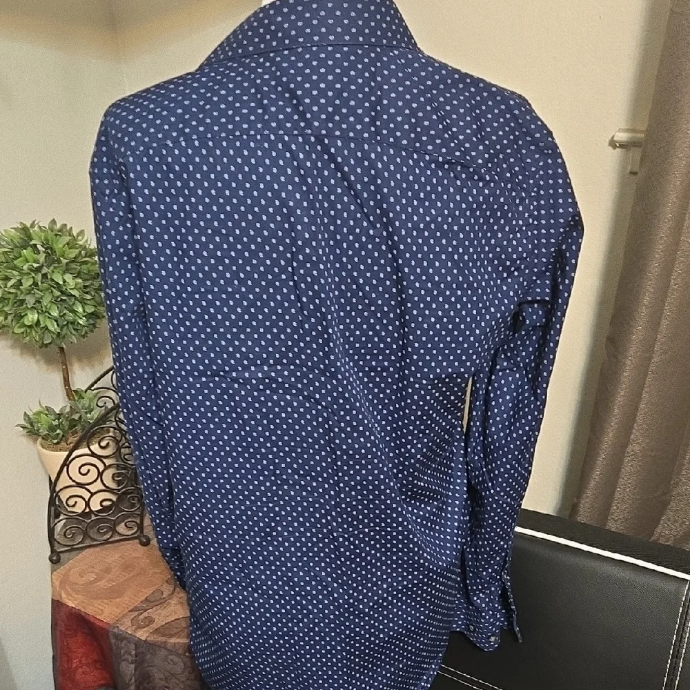 Banana Republic Navy Polka Dot Button Down Shirt